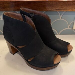 Dansko Black Peep-Toe Heeled Boots